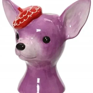 Darmowy zwrot Wazon dolomitowy chihuahua 22,5x14,5x17,5cm Liliowy dekoracyjny