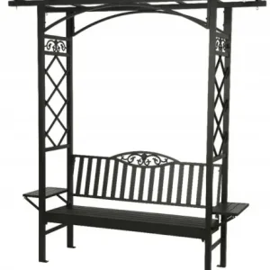 Tylko do końca tygodnia Ławka z pergolą aluminiowa czarna 210cm do ogrodu