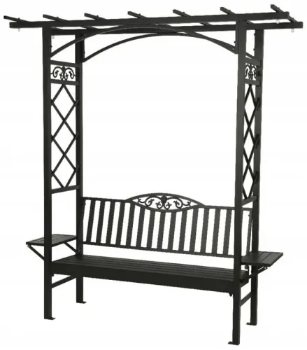 Tylko do końca tygodnia Ławka z pergolą aluminiowa czarna 210cm do ogrodu
