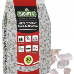 Tani Grys ozdobny Biała Mariana 16-32mm Biały i szary kamień dekoracyjny 20kg