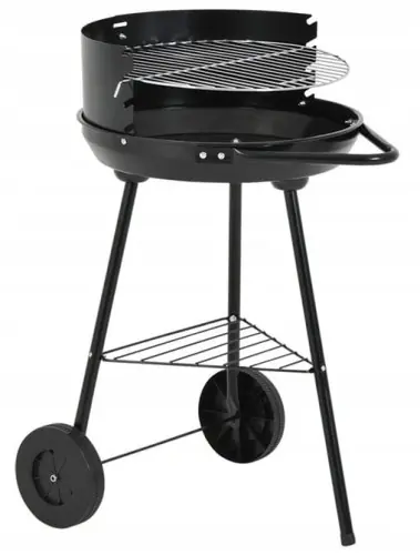 Grill ogrodowy półotwarty czarny Ruszt 37cm mobilny stalowy grill na węgiel Kup teraz