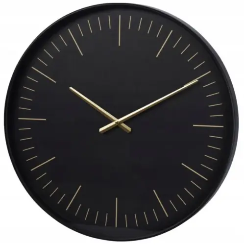 Okrągły zegar ścienny dekoracyjny 50cm Minimalistyczny, czarno-złoty Tani