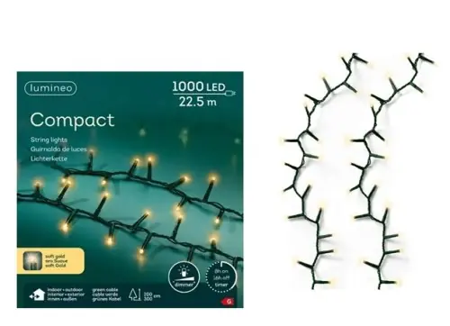 Lampki choinkowe światełka ciepły złoty 1000 diod LED 22,5m Bezpieczna płatność
