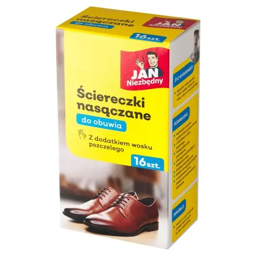 Ostatnie sztuki Jan Niezbędny ściereczki nasączane do butów z woskiem pszczelim 16 szt.