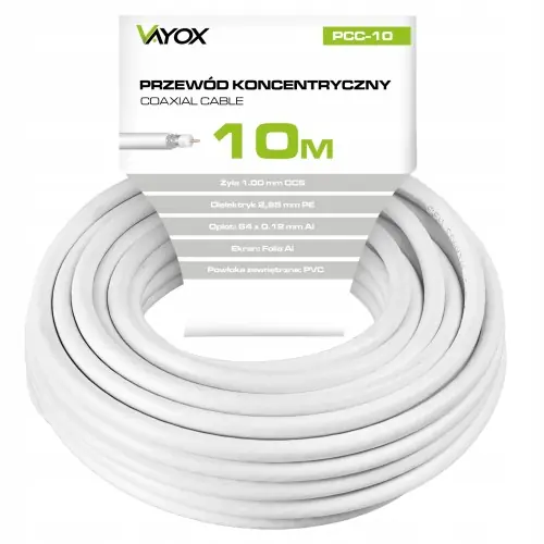 Kabel antenowy koncentryczny 10 m 1 mm2 CCS PVC do instalacji antenowych Tylko do końca tygodnia