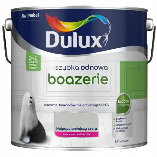 Dulux Szybka Odnowa farba do boazerii Najpopularniejszy Szary Satyna 2,5L Szybka wysyłka