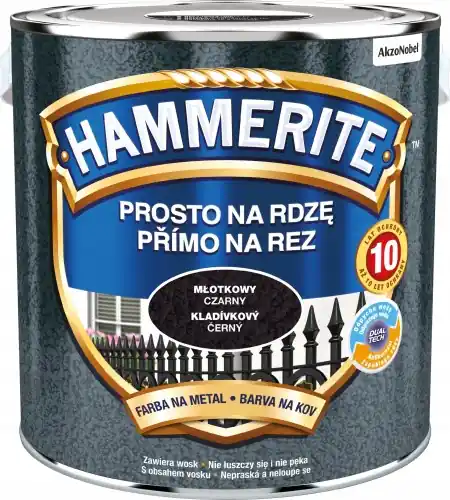 Zamów teraz Hammerite Prosto Na Rdzę farba do metalu młotkowy czarny 2,5L