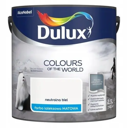 Dostępne od ręki Dulux Kolory Świata farba lateksowa ścienna Neutralna Biel mat 2,5L
