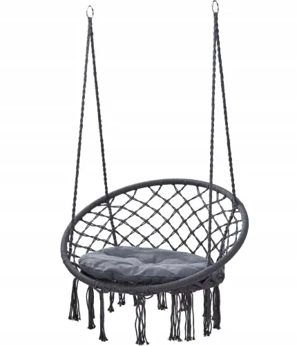 Fotel wiszący do ogrodu kokon bocianie gniazdo boho antracyt 80cm Kup online