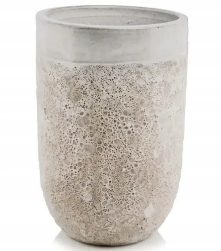 Sprawdź teraz Doniczka ceramiczna osłonka okrągła Vintage wysoka biało-beżowa 26 cm
