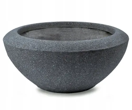 Premium Doniczka ceramiczna misa dekoracyjna struktura betonu grafitowa 37 cm