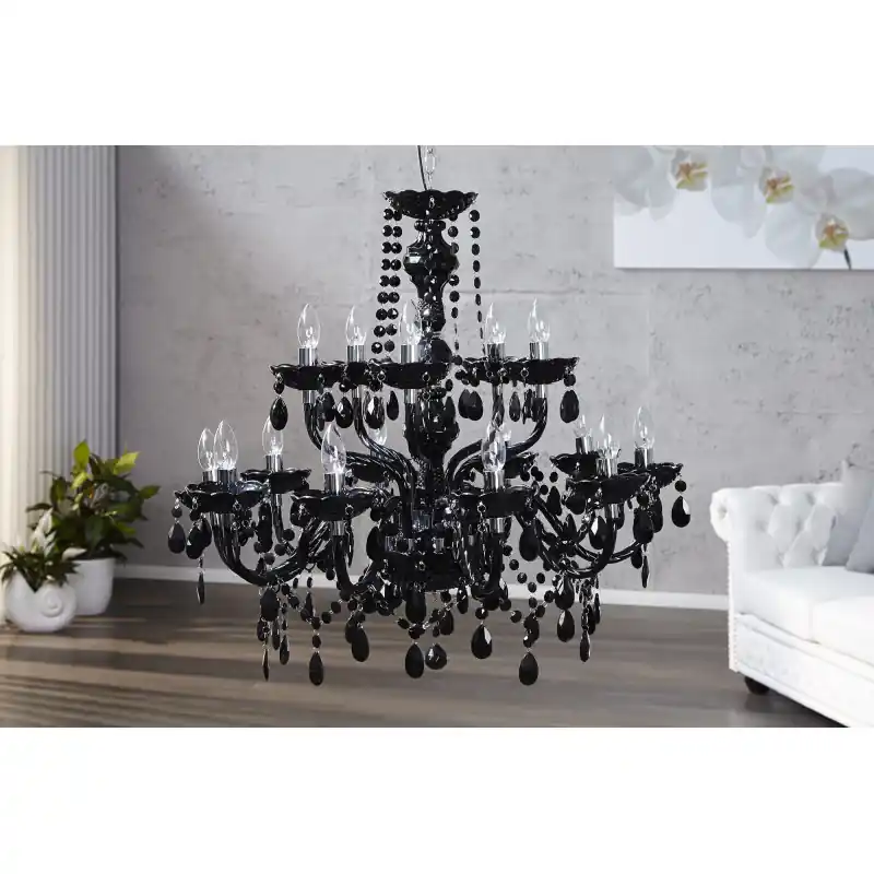 Darmowy zwrot Lampa wisząca Cristal 15-ramienny czarny