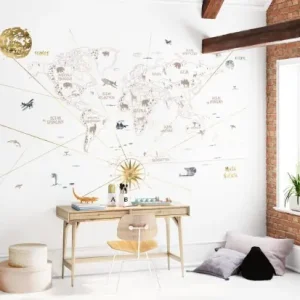 Mural dziecięcy World Map 2- język angielski Premium