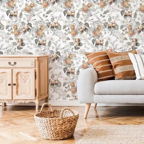 Obniżka ceny Tapeta Kwiaty i brzoskwinie W48 | Yoko Design