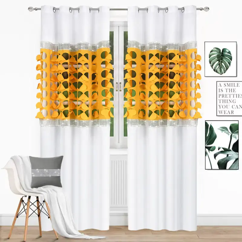Zasłona wycinana laserowo na przelotkach żółta 145x250cm ISABELLA Oferta czasowa