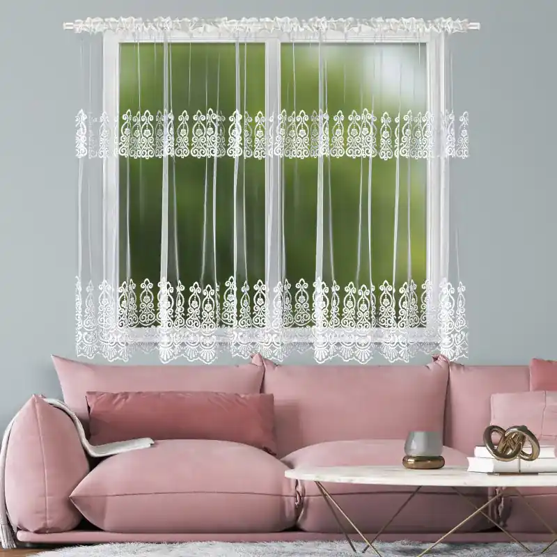Firana markizeta zdobiona haftowanym wzorem na taśmie 400x150cm DEBORA Kup online