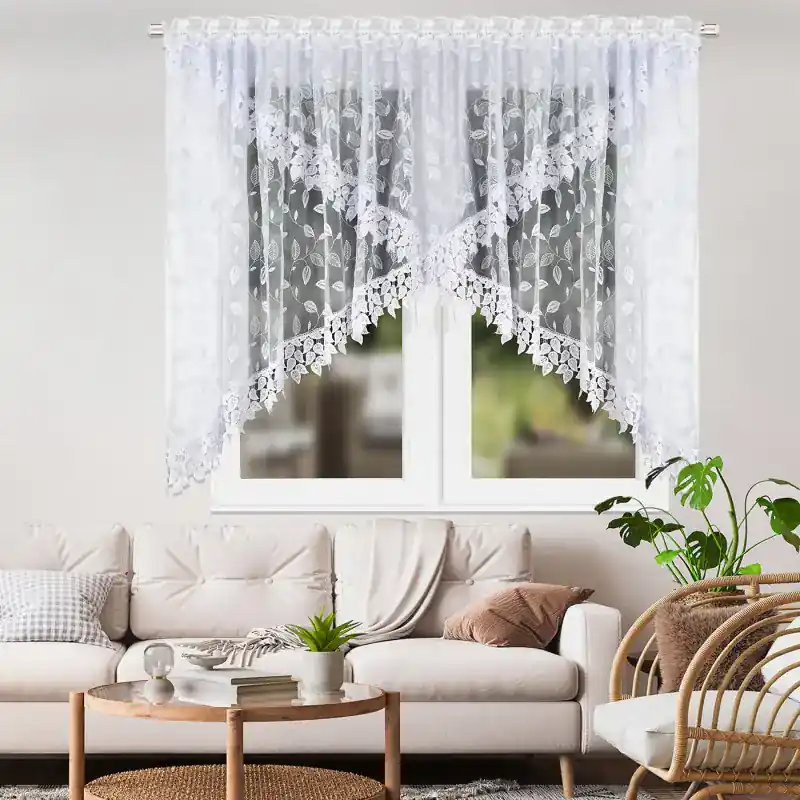 Oferta Firana z markizety ozdobiona haftem i gipiurą listki 400x160cm RIENA