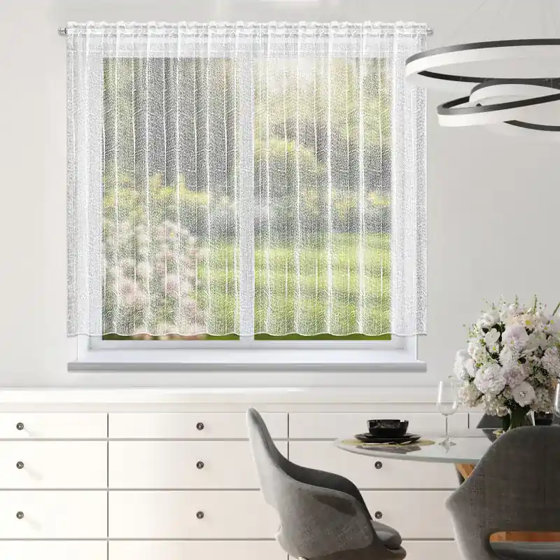 Wyprzedaż Gotowa firana biała z batystu na taśmie 150x130cm GIVRA