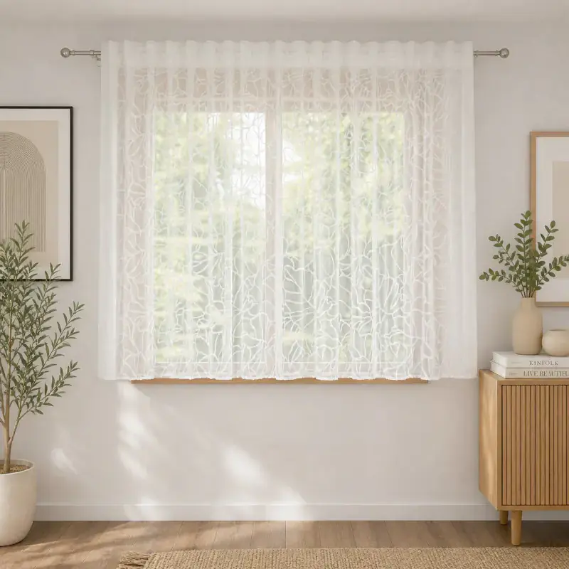 Firana gotowa zdobiona reliefowym wzorem 3D na taśmie 300x145cm MITEFA Popularny