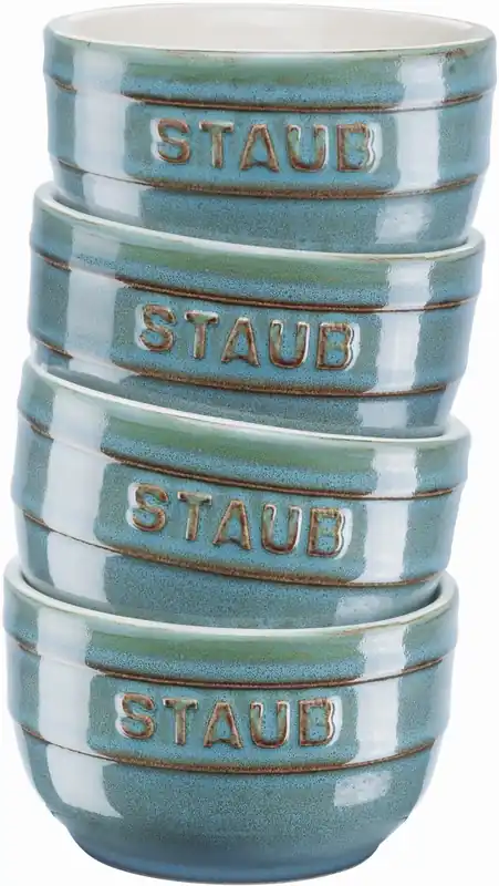 Staub XS-MINIS - zestaw 4 ramekinów okrągłych 9 cm, antyczny turkusowy Wybór klientów