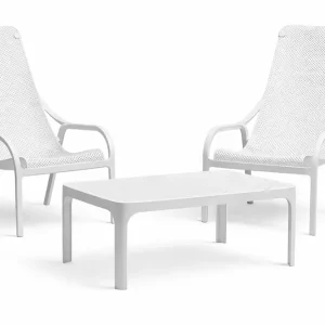 Zestaw stolik kawowy Net + 2 fotele Net Lounge bianco - Nardi Ekspresowa dostawa