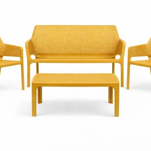 Szybka wysyłka Zestaw stolik kawowy Net + sofa Net Bench i 2 fotele Net Relax senape - Nardi