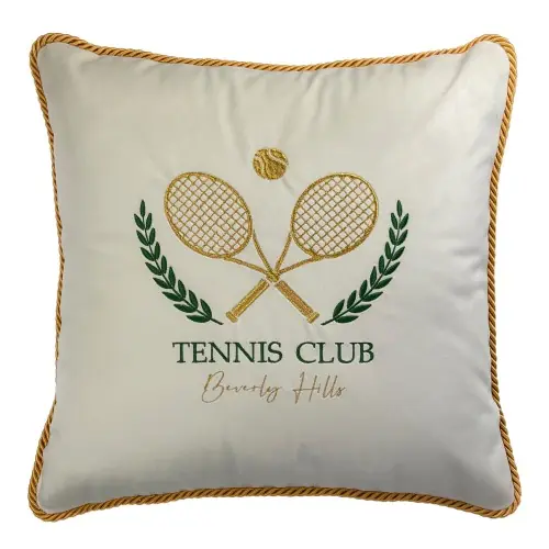Poduszka Haftowana Dekoracyjna Tennis Club - Różne Kolory Tkanin45x45 cm Bestseller