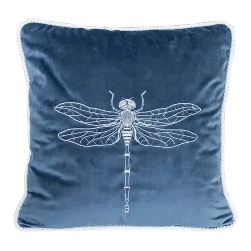 Poduszka Haftowana Dekoracyjna Velvet Ważka - Różne Kolory Tkanin45x45 cm Tylko dziś