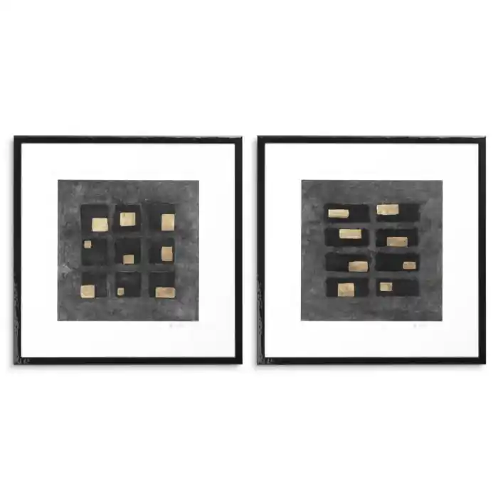 Bestseller Dekoracja ścienna Print Black Squares by Michael Willett set of 2 Eichholtz
