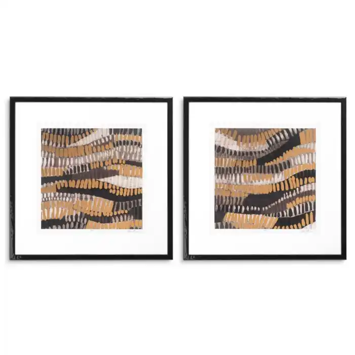 Hit sprzedaży Dekoracja ścienna Print Metallic Undulation by June Erica Vess set 2 Eichholtz