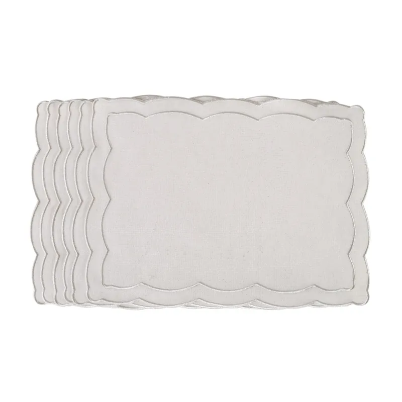 HAFTOWANE PODKŁADKI SILVER ONDE - 6 SZT. - 47 x 34 CM - ROSEBERRY HOME Łatwy zwrot