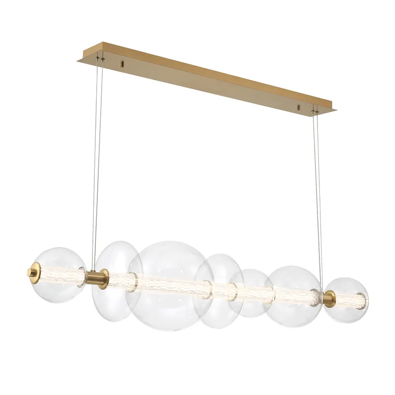 Lampa wyspowa Atomo - 7 źródeł światła - Szczotkowane złoto Łatwy zwrot
