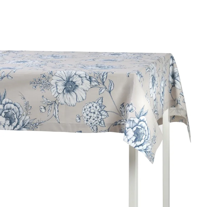 Łatwy zwrot OBRUS BAWEŁNIANY BLOSSOM BLUE - 130 x 250 CM - ROSEBERRY HOME
