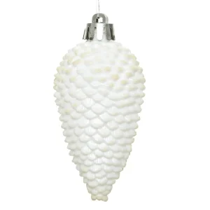 Zamów teraz Komplet 6 zawieszek szyszka 8x4.5cm biały mat