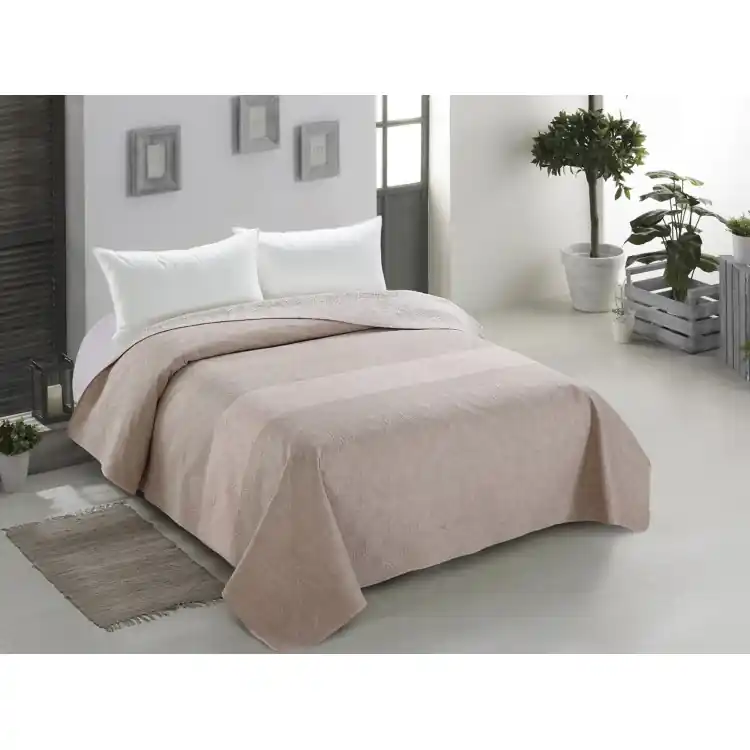 Narzuta na łóżko pikowana 260x280 Decor dwustronna beżowa Promocja