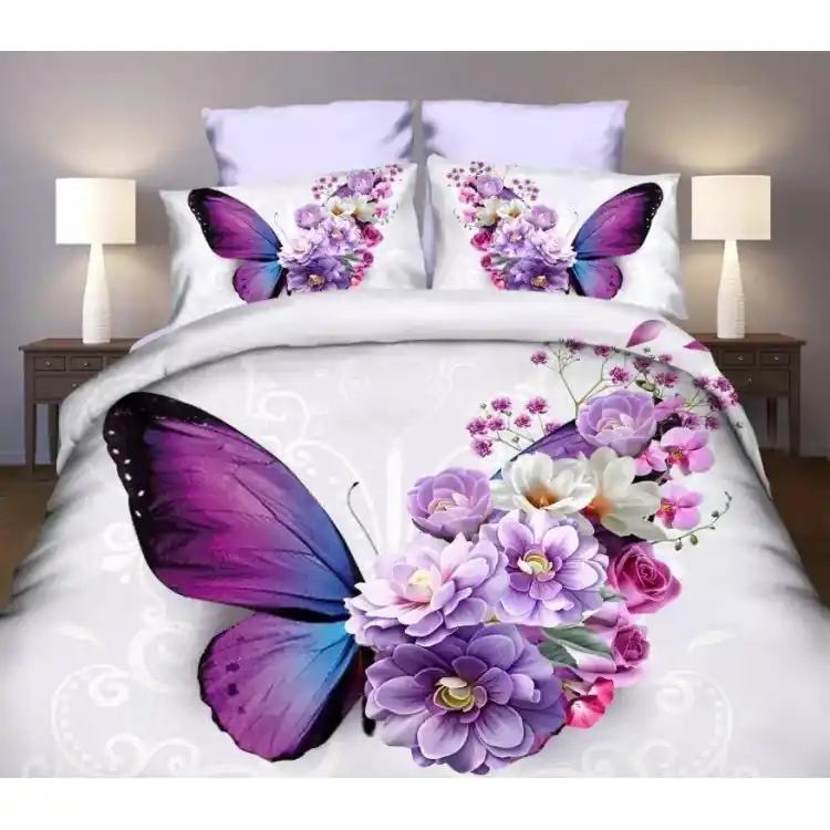 Hit cenowy Pościel 140x200 bawełna satynowa 3D Cotton World gruba 2 części 370 motyl