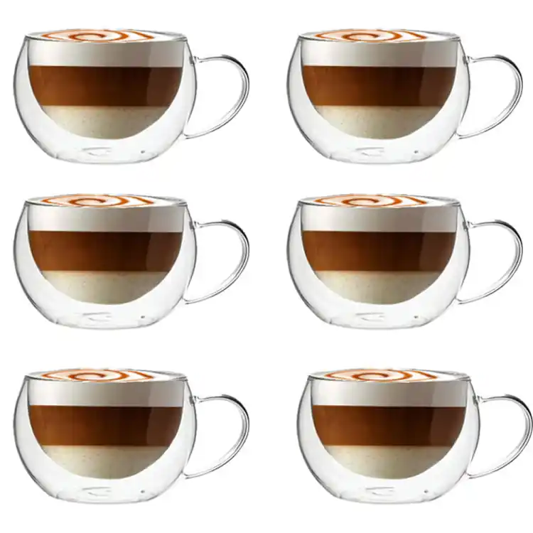 Popularny Szklanki termiczne do kawy 300 ml latte MG Home Renza komplet 6 szt szklanek filiżanki