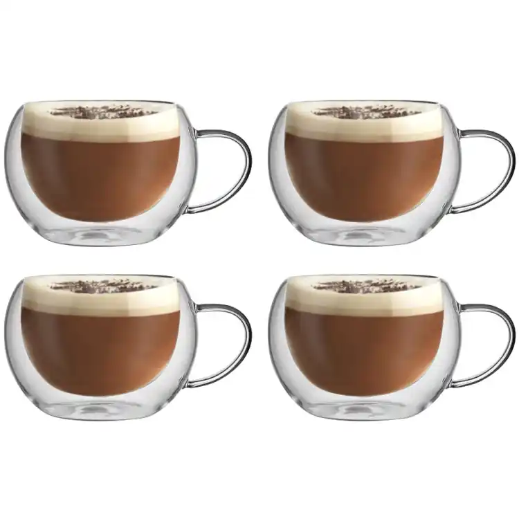 Szklanki termiczne do kawy 300 ml latte MG Home komplet 4 szt szklanek Darmowy zwrot