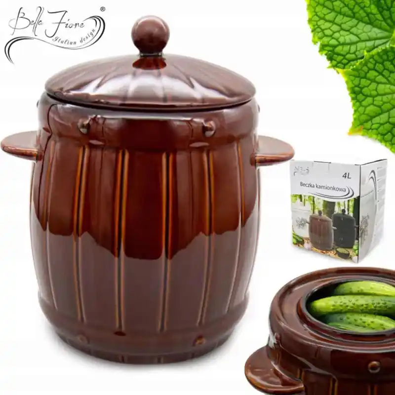Oferta Beczka kamionkowa 4 litry hermetyczna do kiszenia ogórków kapusty brązowa słoje Bella Fiore