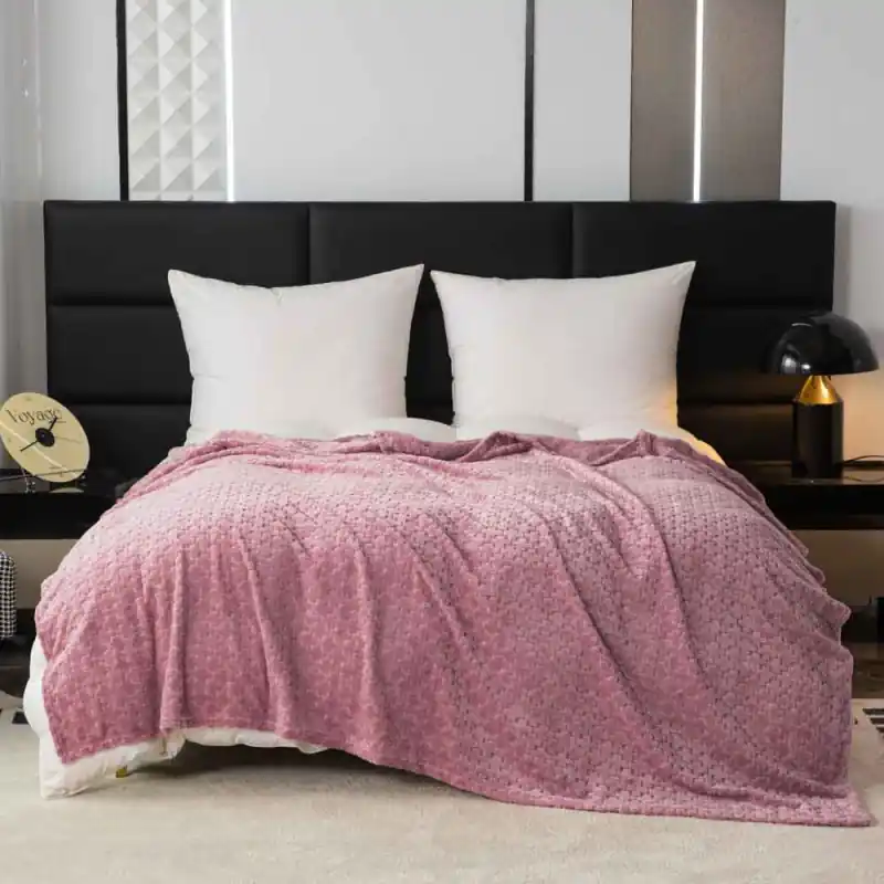 Dostępne od ręki Koc różowy 200x220 cm mikrofibra Cotton World miękki ciepły pled narzuta na łóżko KHT-60