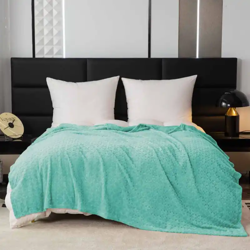 Koc 200x220 cm mikrofibra Cotton World miękki ciepły pled narzuta na łóżko niebiesko-zielony KHT-59 Wysoka jakość