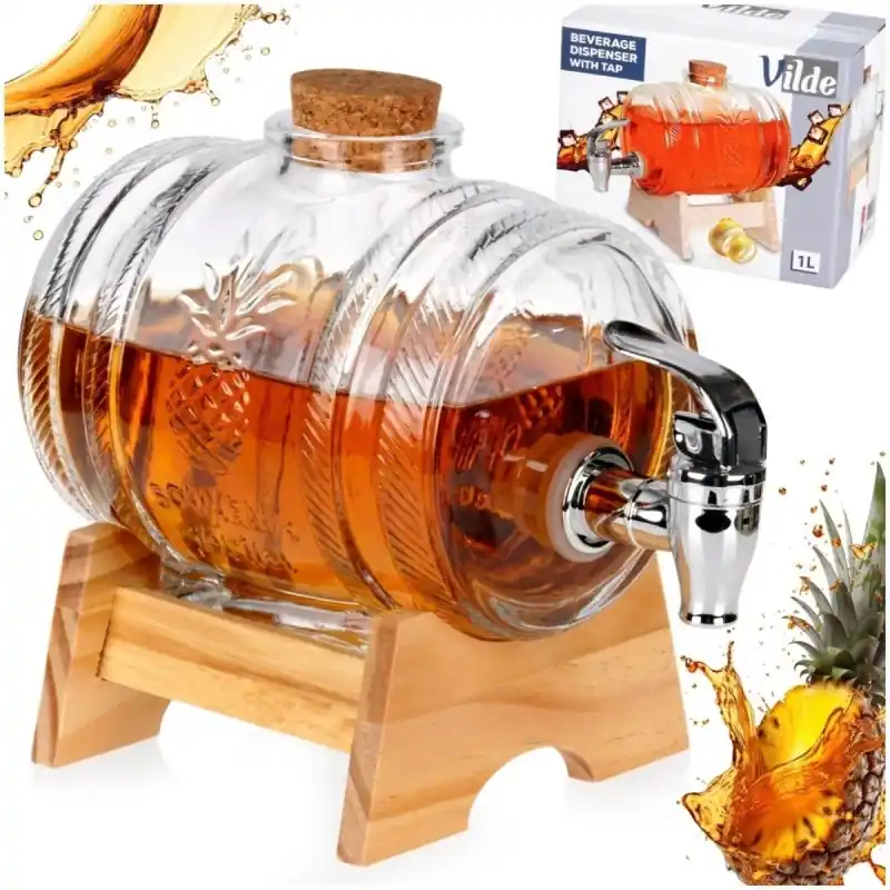 Oferta Beczka szklana słój z kranikiem 1 L ze stojakiem do whisky lemoniady napojów wody Vilde