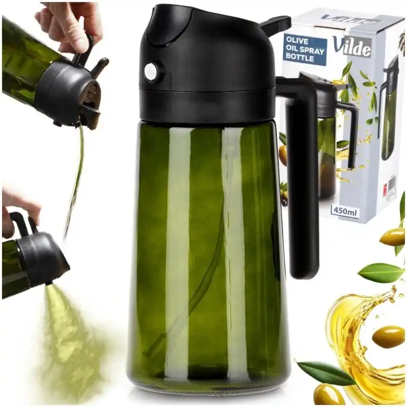 Ekspresowa dostawa Spryskiwacz szklany zielony atomizer spray do octu oleju wody 450 ml Vilde szklana butelka