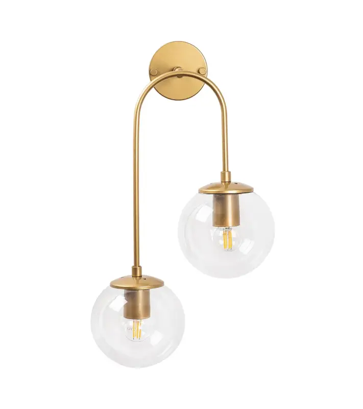 Premium Lampa ścienna Tribilia x2 złota/ transparentny klosz