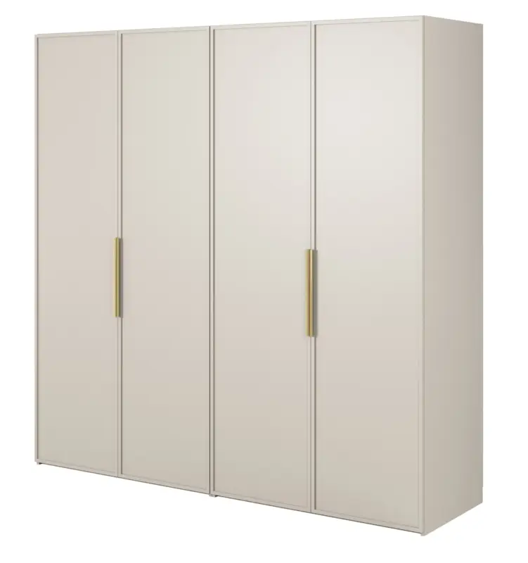 Szafa czterodrzwiowa Frame z dwoma drążkami 200 cm Szary beż Dodaj do koszyka