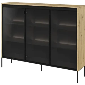 Witryna trzydrzwiowa Trend 150 cm z LED Dąb artisan Najlepsza cena