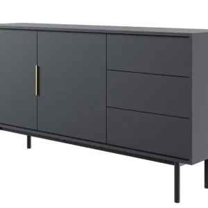 Komoda dwudrzwiowa Viviaro z trzema szufladami 154 cm Czarna Sprawdź teraz