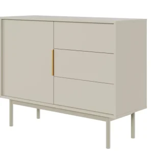 Wyjątkowa oferta Komoda jednodrzwiowa Viviaro z trzema szufladami 104 cm kaszmir