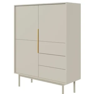 Bestseller Komoda wysoka Viviaro trzydrzwiowa z trzema szufladami 104 cm kaszmir