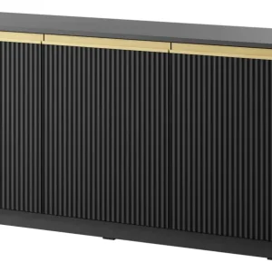 Kup online Komoda trzydrzwiowa Riggio z ryflowanymi frontami 154 cm czarny